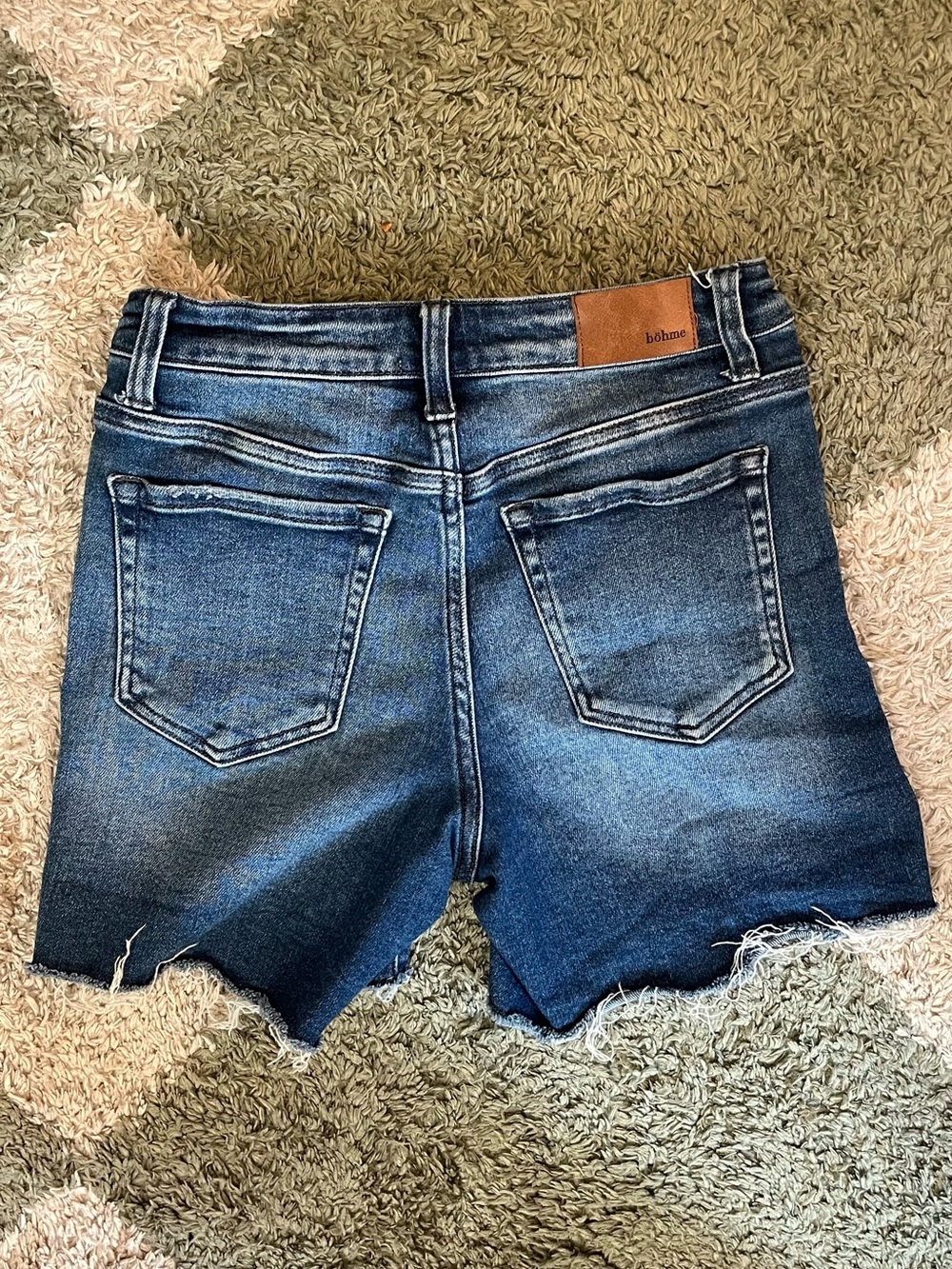 bohme Distressed Dark Blue Denim Cutoff Shorts